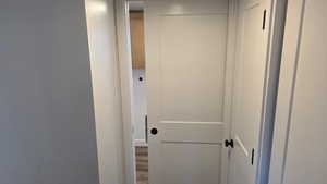 Pocket door from hall into bath and laundry