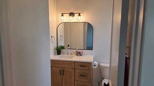 Main bath vanity & toilet