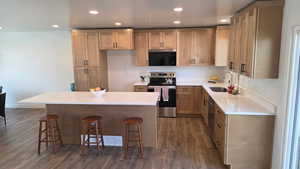 Looking into kitchen prep area