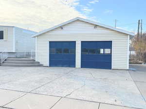View of detached garage