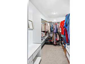 Spacious closet with light carpet in Master Bedroom