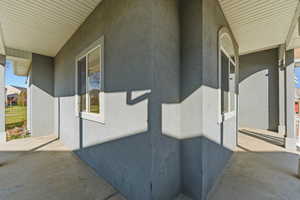 View of home's exterior with stucco siding
