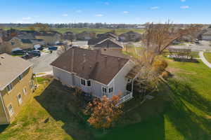 Aerial perspective of suburban area