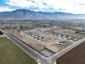 Aerial view of a mountain backdrop