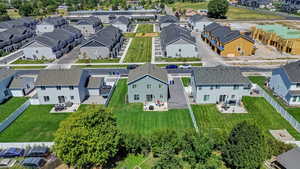 Aerial perspective of suburban area