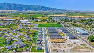 Drone / aerial view of a mountainous background