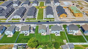Aerial perspective of suburban area