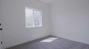 Spare room featuring baseboards and carpet floors