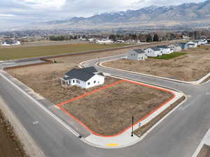 View of property location with property parcel outlined and mountains