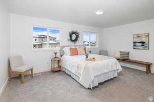 Bedroom with carpet flooring