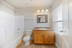Bathroom with vanity and shower / tub combination