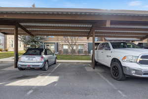 View of covered parking lot
