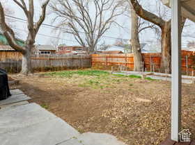View of fenced backyard