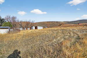 View of yard featuring an outbuilding