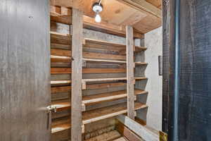 Stairway with wood ceiling