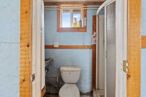 Full bath with a stall shower and toilet