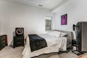 Bedroom with carpet