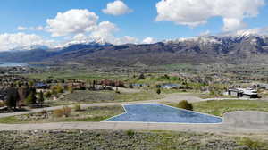 View of mountain background with a nearby body of water