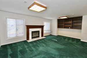 Office with fireplace, valley views and built-in bookcase