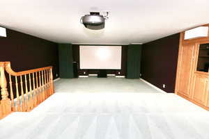 Theater with tiered seating and surround sound