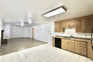 Full kitchen with great room and a fireplace