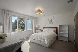 Bedroom with carpet and baseboards