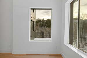 Unfurnished room with light wood-style floors