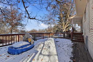 View of snow covered deck