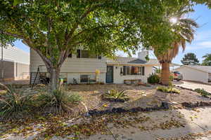 Tri-level home with a chimney