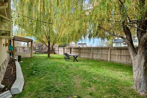 View of fenced backyard