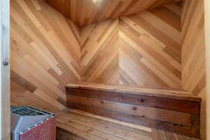 View of sauna / steam room off exercise room