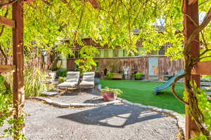 View of yard featuring a patio
