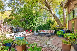 View of patio / terrace with an outdoor living space and outdoor dining area