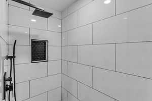 Bathroom view of the new tile shower