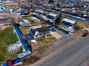 Aerial perspective of suburban area