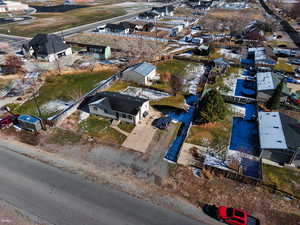 Aerial perspective of suburban area