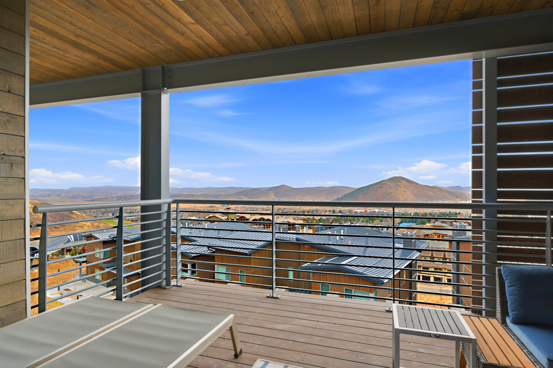 Wooden deck with a mountain view
