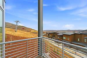 Balcony with a mountain view