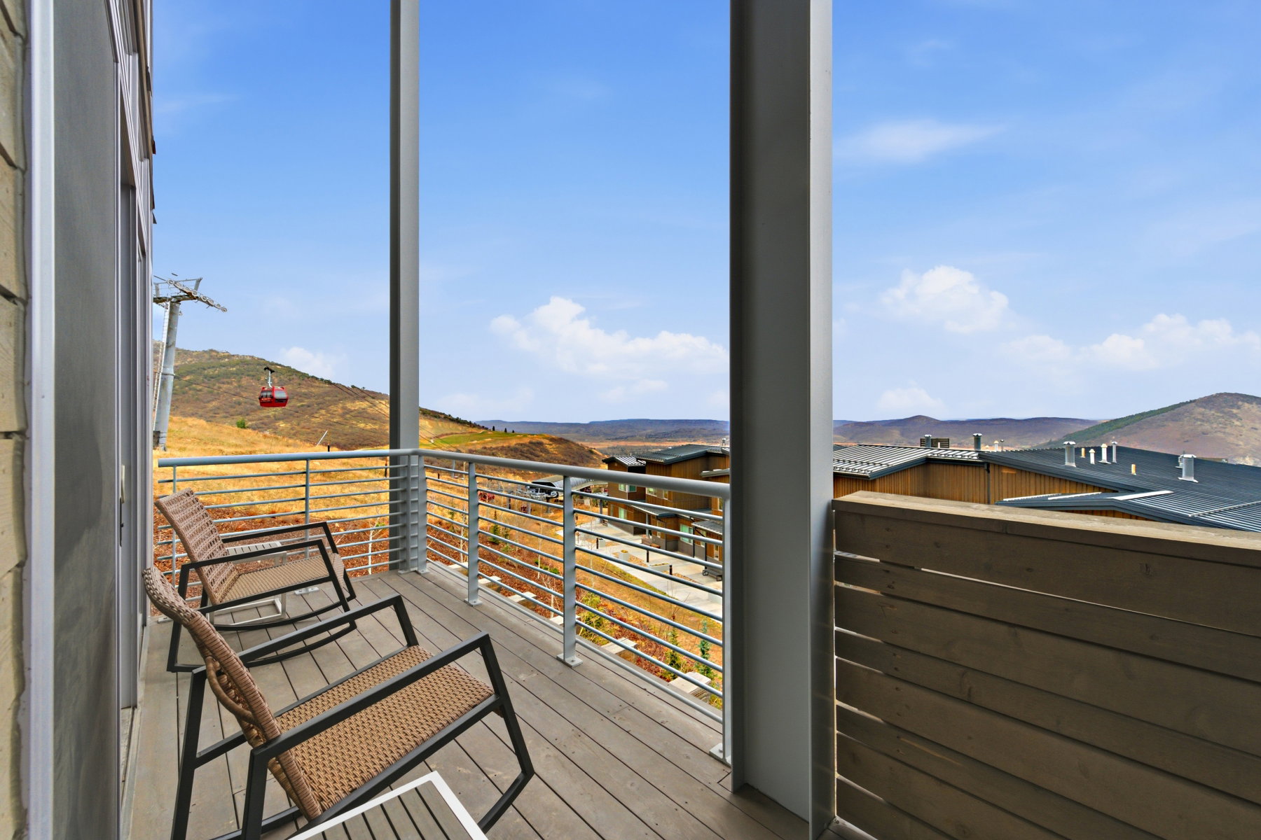 Balcony with a mountain view