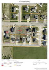 Aerial view of property's location with property parcel outlined