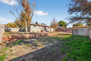 Back of property featuring fully fenced backyard