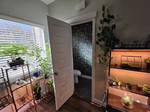 Foyer entrance with dark wood finished floors