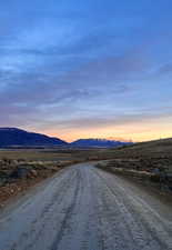 View of dirt / gravel road featuring Mt. Nebo view