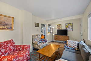 Living room featuring wood finished floors