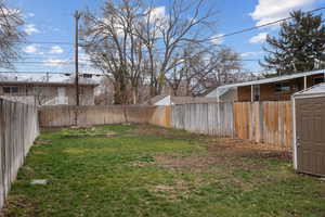 View of fenced backyard