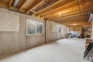 View of unfinished basement