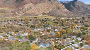 View of mountain backdrop with nearby suburban area