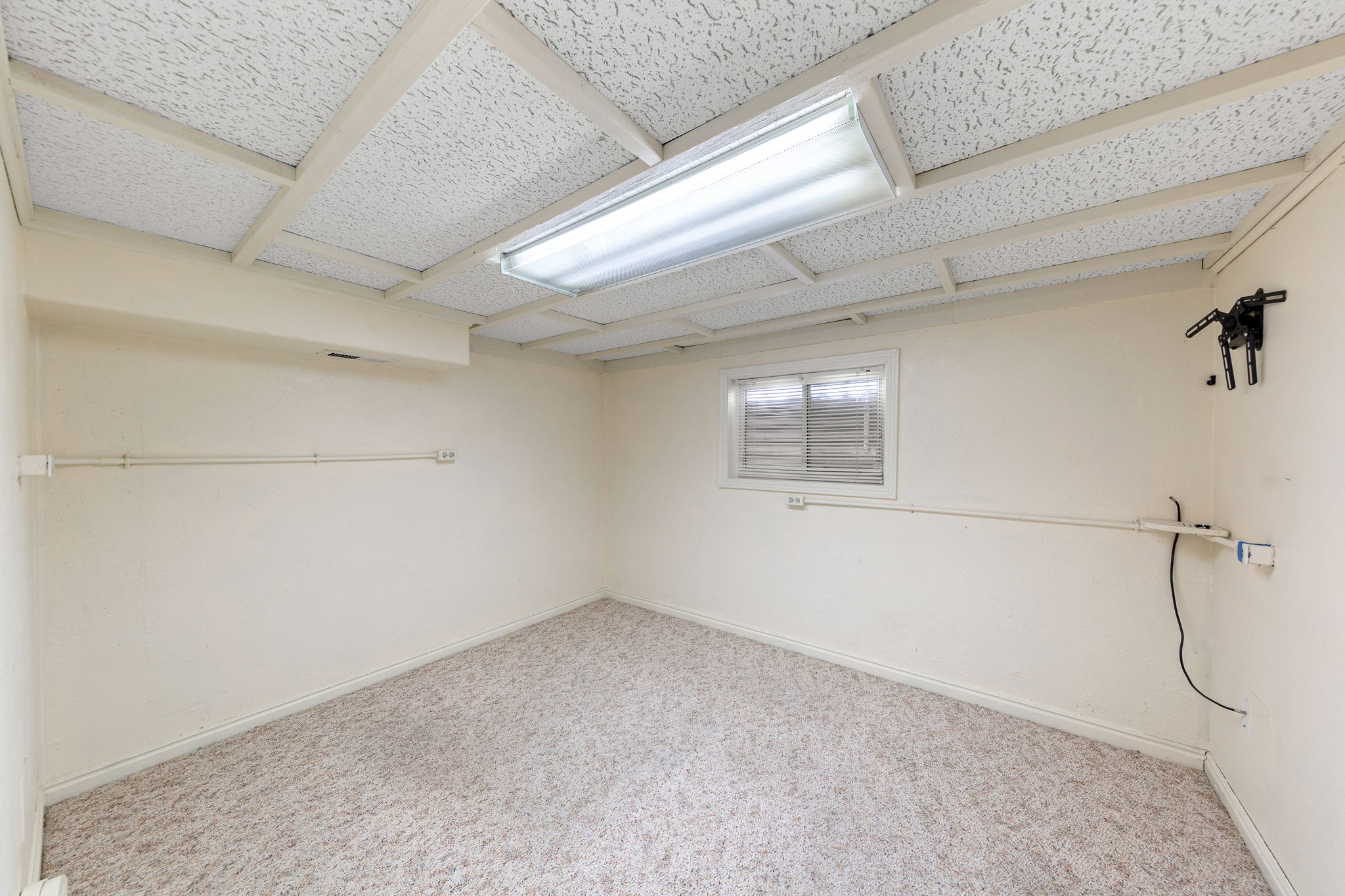 Finished basement featuring carpet floors and baseboards