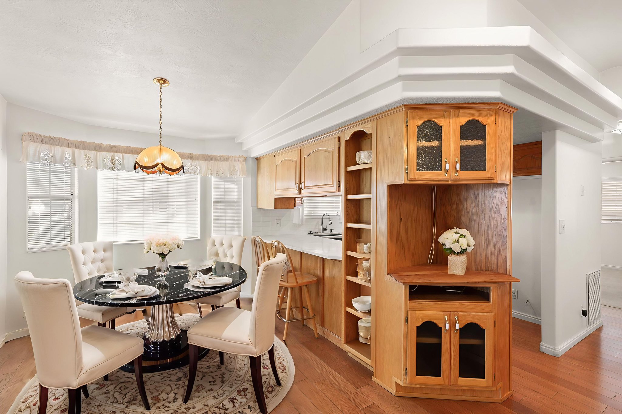 Dining space featuring light wood-type flooring