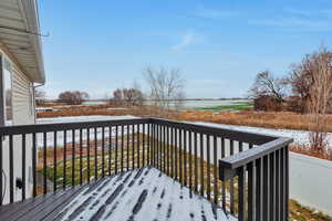 View of snow covered deck